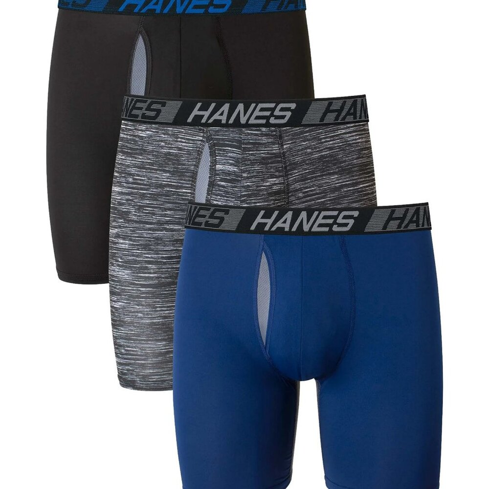 NWT Hanes Men's X-Temp Total Support Pouch Long Leg Boxer Briefs – 3-Pack